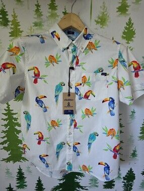 Chubbies Short-Sleeve Button-Down Shirt with Parrot Print